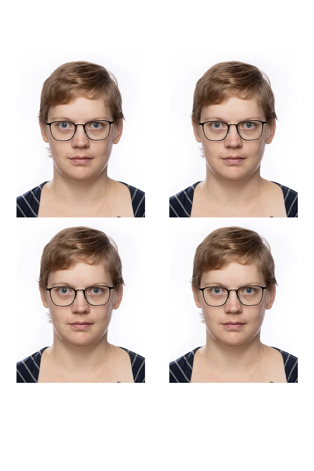 Körkortsfoto med 4 små bilder.